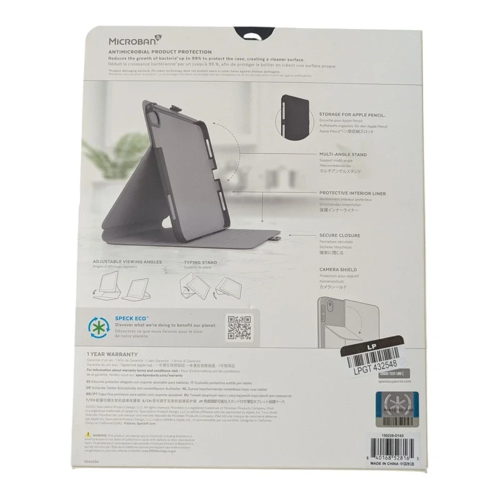 Aa1-O Speck‎ Balance Folio Case for Apple iPad (10.9-inch) - Black/White